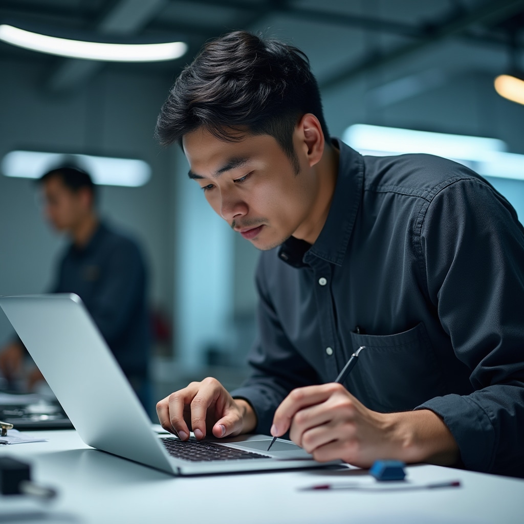 Diagnosi e riparazione laptop su scrivania