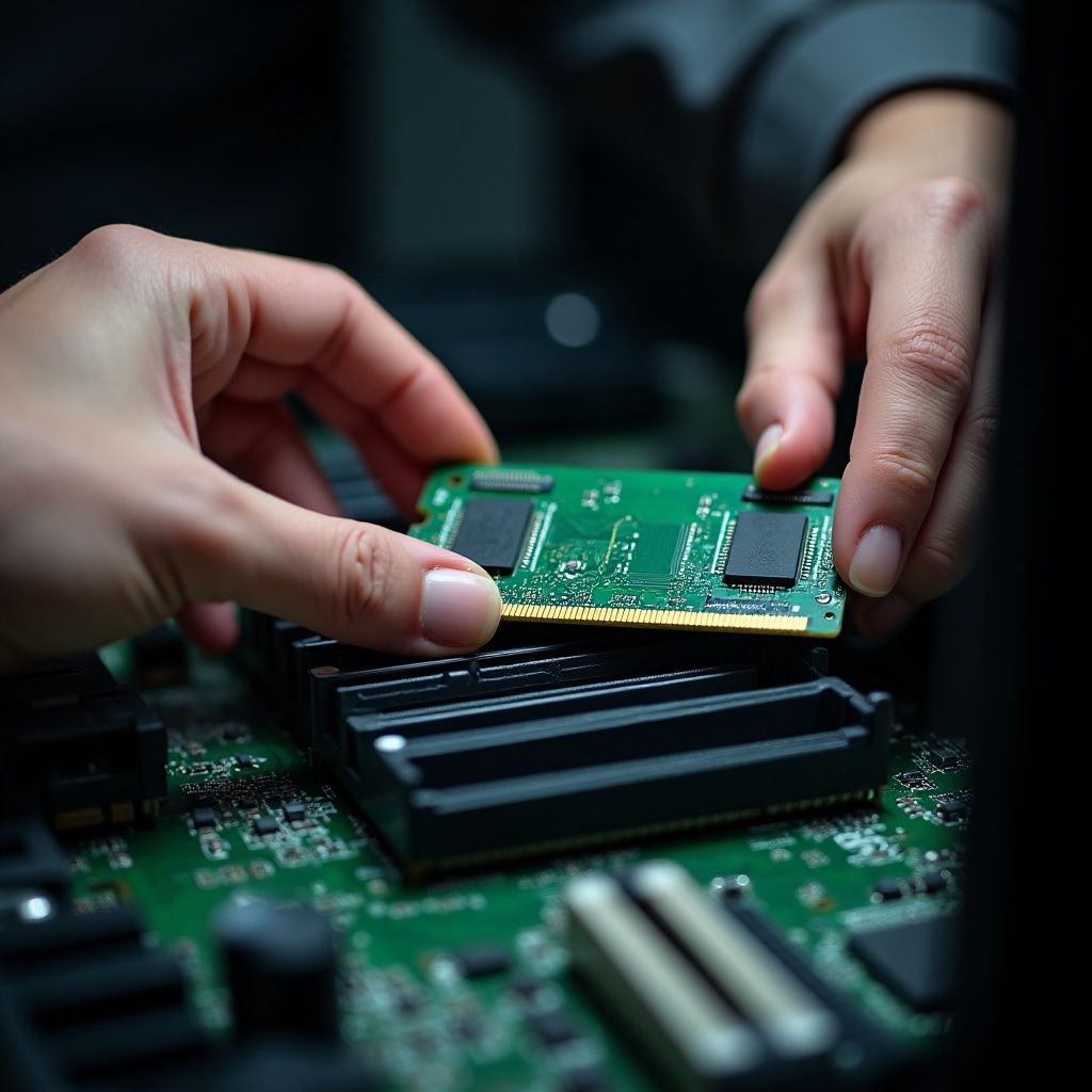 Tecnico informatico al lavoro su componenti hardware