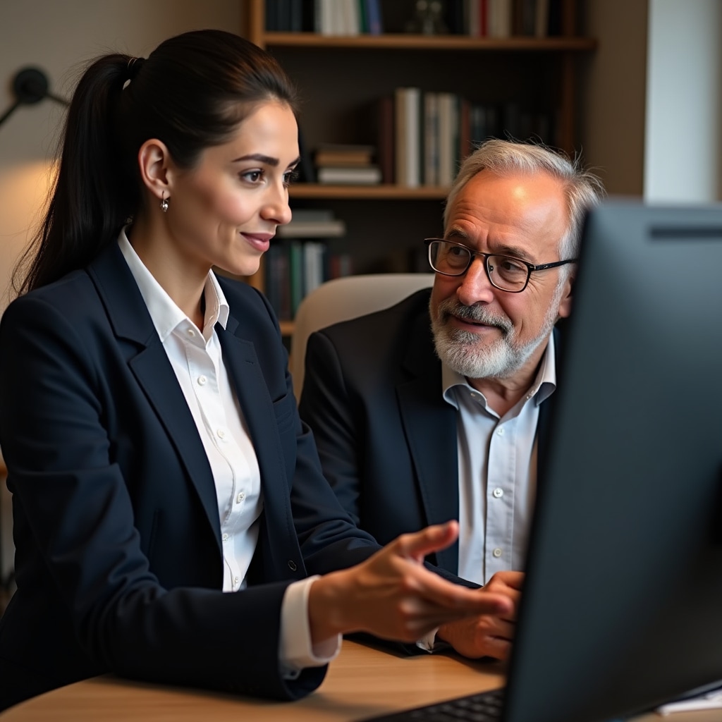 Tecnico informatico che spiega una soluzione al cliente